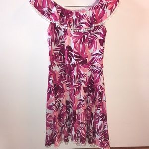 pink floral leaf abercrombie kids 13/14 sundress